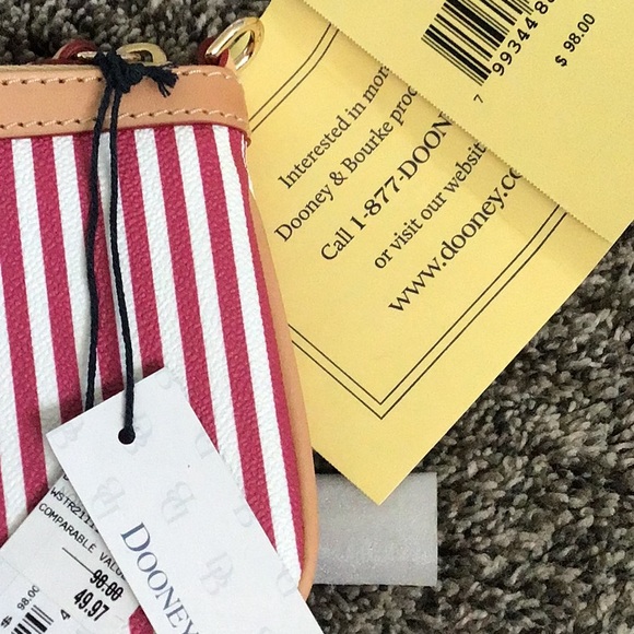 Dooney & Bourke pink & white striped bag/wristlet. New with tags. - Picture 8 of 9